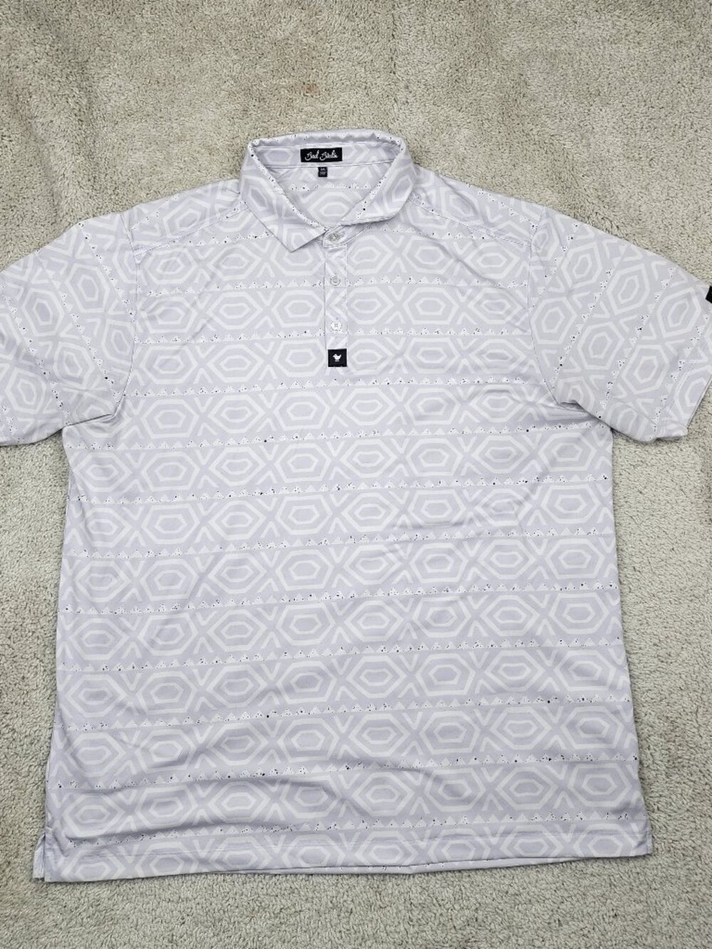 Bad Birdie Polo Shirt Mens 2XL Light Purple Geometric Golf Performance XXL USA